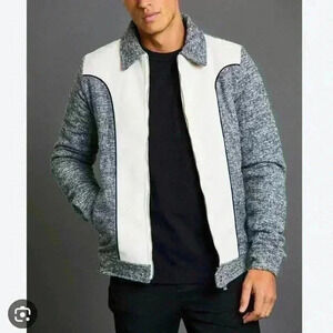 Boohoo man check western panel jacket grey sz small nwt